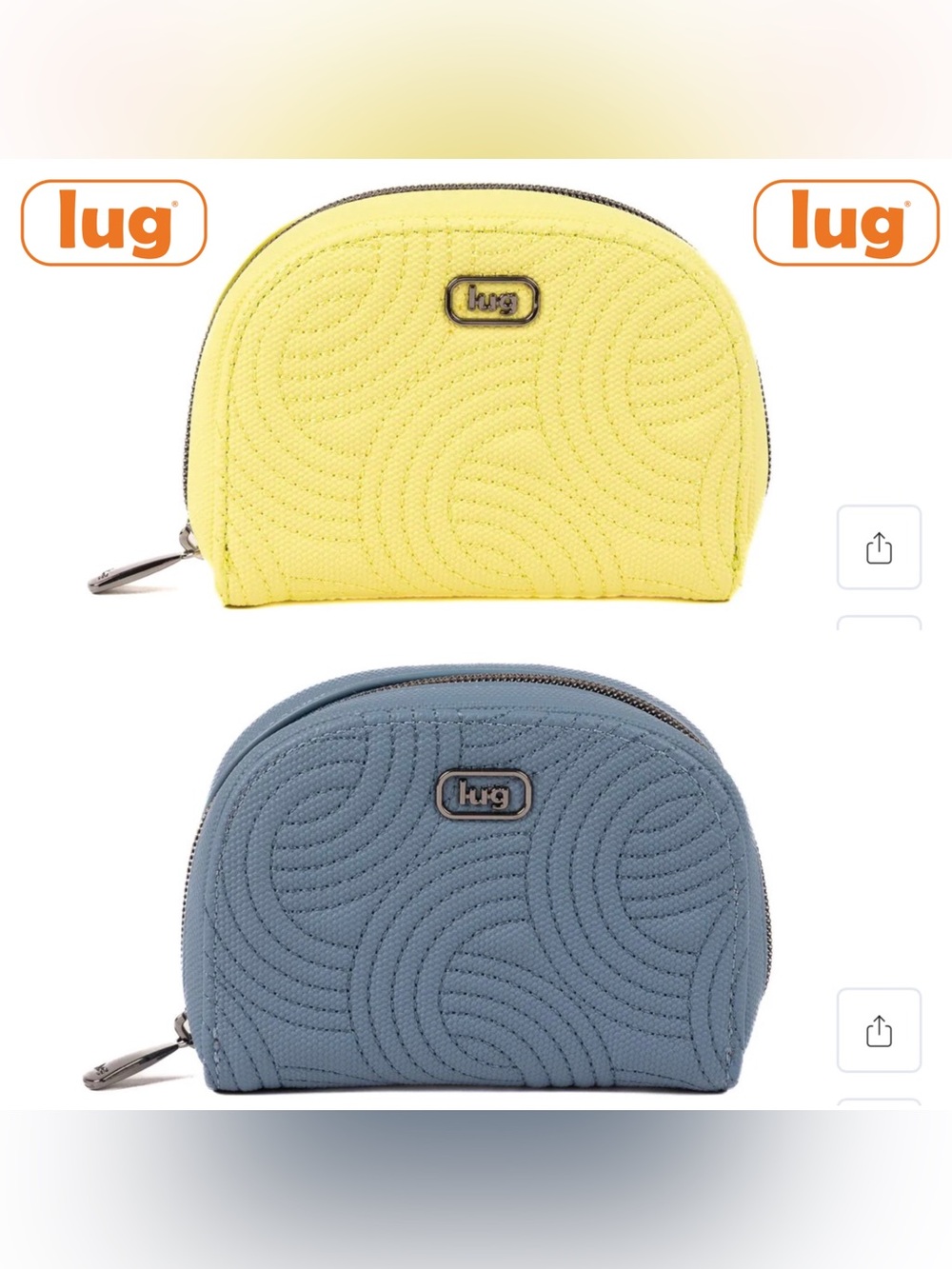 lug Quilted Crescent Cosmetic Pouch - Yellow & Blue